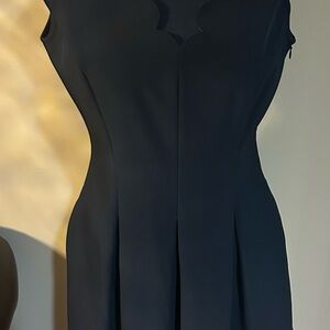 Banana Republic Black Scalloped Neck Sleeveless Dress